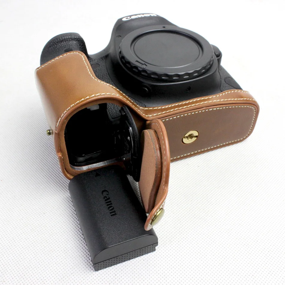 Черный/Кофе/коричневый высокое качество искусственная кожа половина Камера дно сумка для Canon 6D Mark II 6D II 6D2 6DII с Батарея открытие
