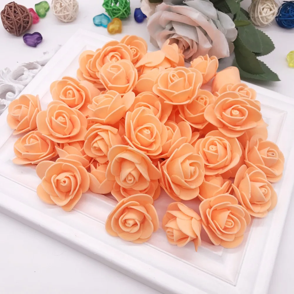 100 pcs пенополиэтилен поддельные цветок головка розы Искусственные цветы Дешевые Свадебные украшения для скрапбукинга подарочной коробке