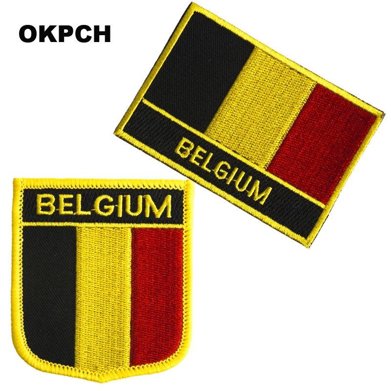 

Belgium flag patch 2pcs a Set Patches for Clothes DIY Decoration PT0034-2