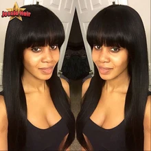 Brazilian Virgin Hair Full Lace Human Hair Wigs For Black Women Full Lace Human Hair Wigs With Bangs Top Glueless Full Lace Wigs