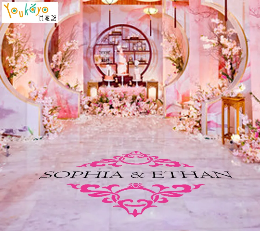 

Wedding Floor Stickers Personalised BRIDE GROOM name Available Vinyl Removable Wedding Floor Monogram Decoration Decal