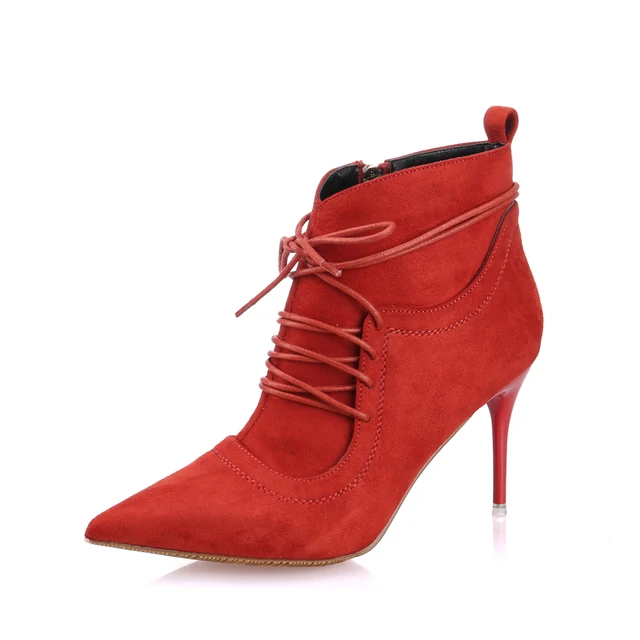 Women's Sexy Pointed Toe Stiletto Lace Up Ankle Boots Short Martin Booties High Heels Women's Sexy Pointed Toe Stiletto Lace Up Ankle Boots Short Martin Booties High Heels