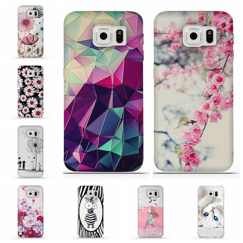 

For Coque Samsung S6 Case 3D Relief Printing Silicone TPU Cover For Galaxy S6 Phone Case For Coque Samsung Galaxy S6 S 6 Bag