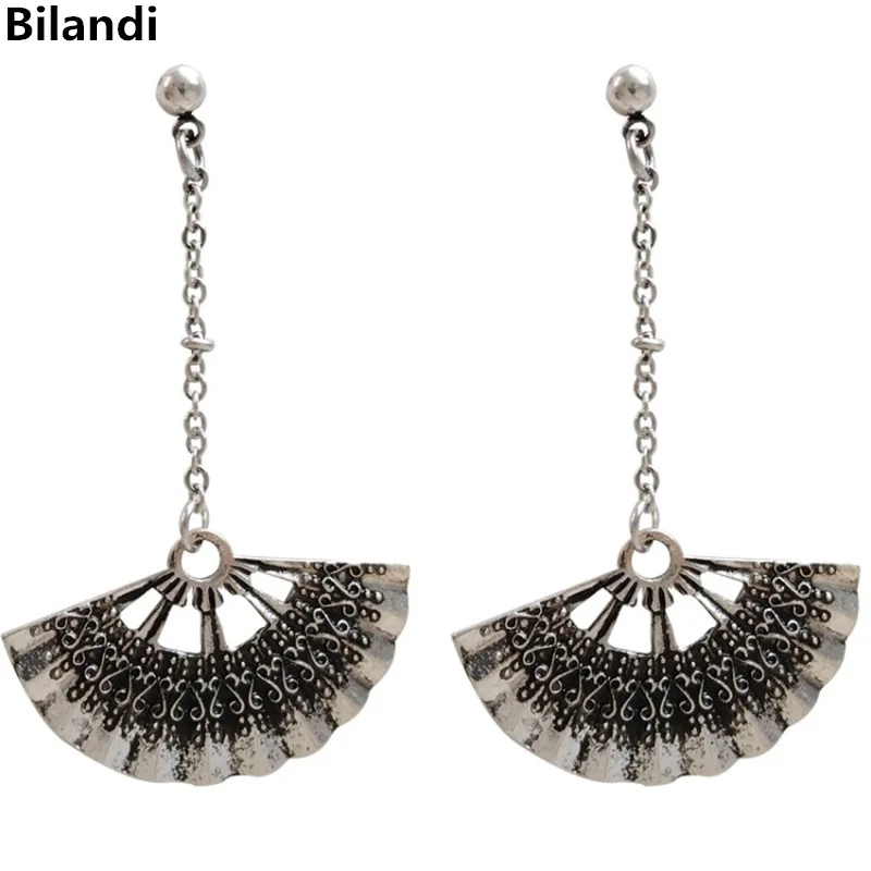 

Fashion Design Retro Anti Silver Fan Earrings For Women Jewelry