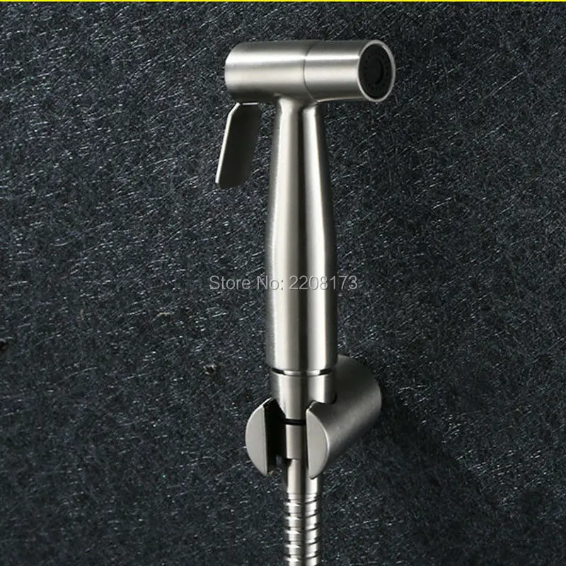 

Hot Sale 304 Stainless Steel Hand Toilet Bidet Mini Shower Bidet Spray High Pressure Small Shattaf Sprayer in Nickel Brushed Set