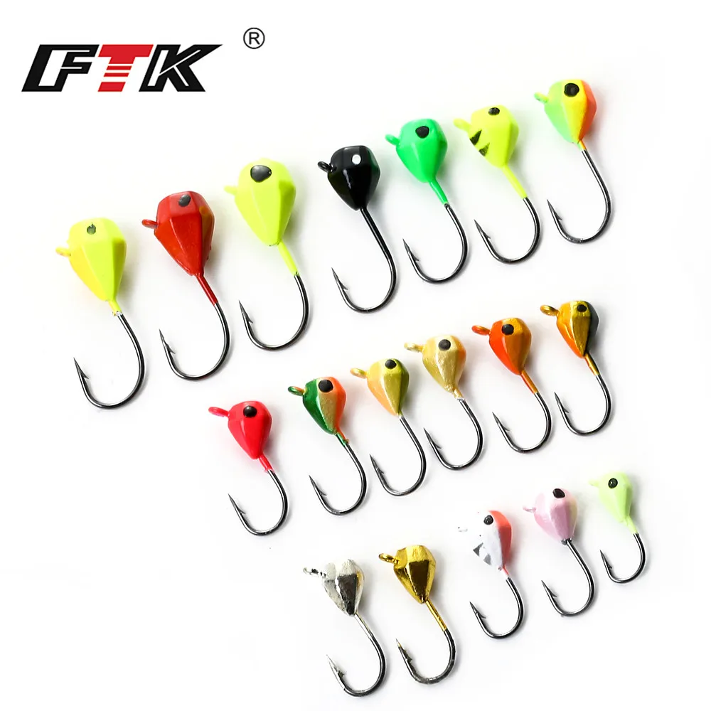 

FTK 5PCS/Lot 1.6g 2.5g 5g Ice Fishing Hook Hard Lure Bait Jig Lead Head Hook For Fish
