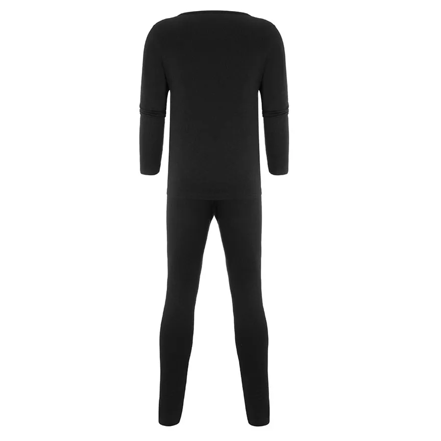 Solid Winter Thermal Underwear Men's Daily comfortable Suit Circular Collar Warm Clothing Set#0927 A#487