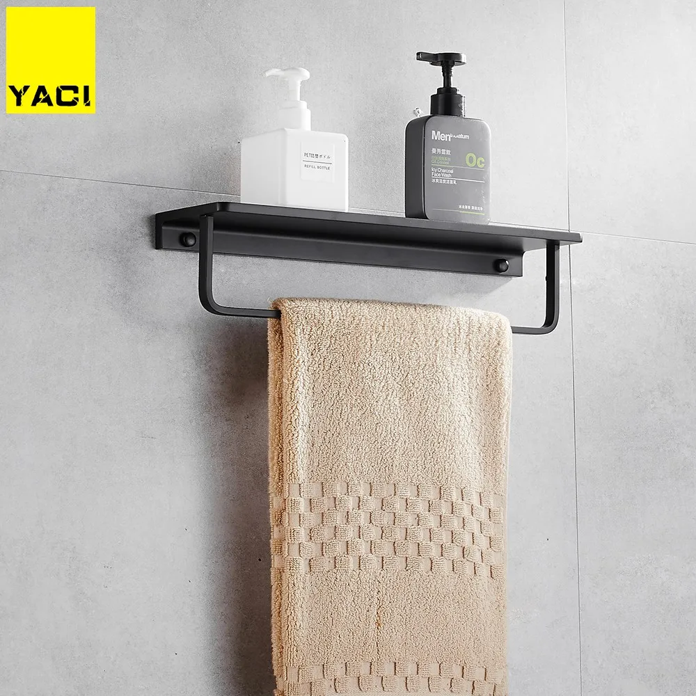 

YACI Towel rack Black us style bathroom towel shelf bath bathroom rack bathroom towel holder black Double towel shelf