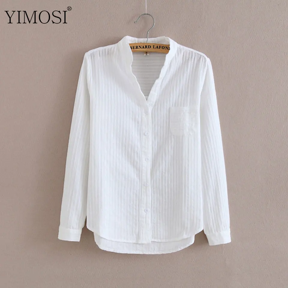 Женская блузка с V образным вырезом длинным рукавом и карманами|long sleeves women blouse|white