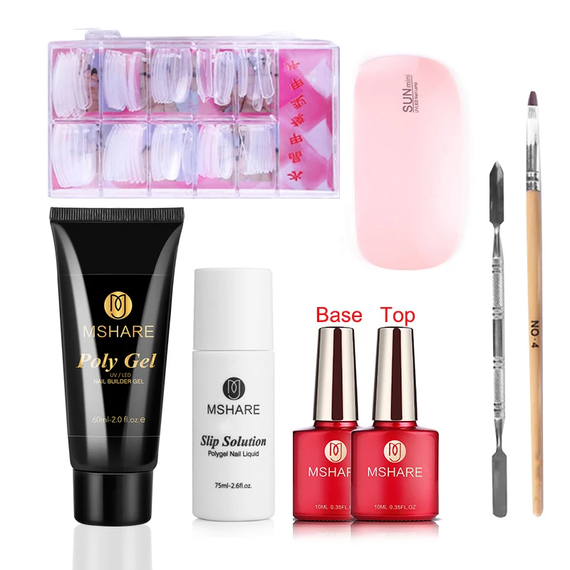 

60ml Poly Gel Kit with Lamp Poly Builder Finger Extension Polygel Liquid Slip Solution Nail Set MSHARE