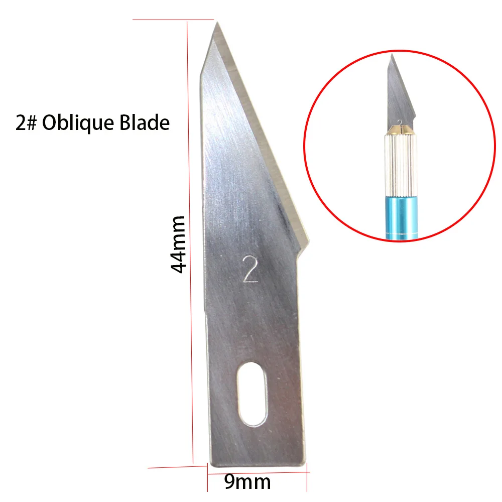 

10 PCS/Pack 2# Oblique Sharp Replacement Knife Blades for Model Cutting Art and Hobby Work Carving Craft Sculpture