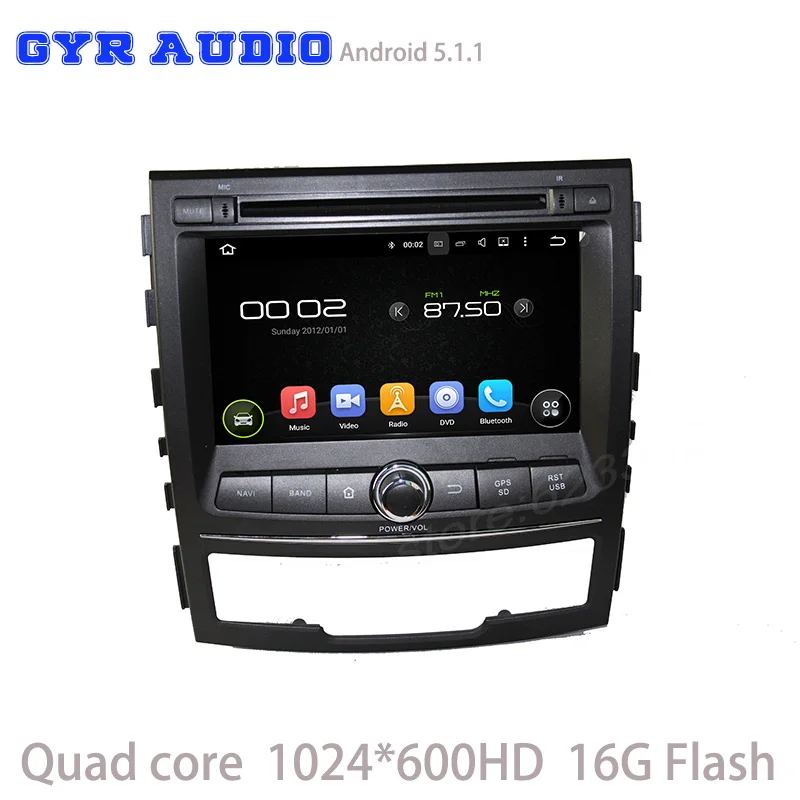 Quad core Android 5 1 Car DVD gps player For ssangyong korando 2010 2013 with 1024