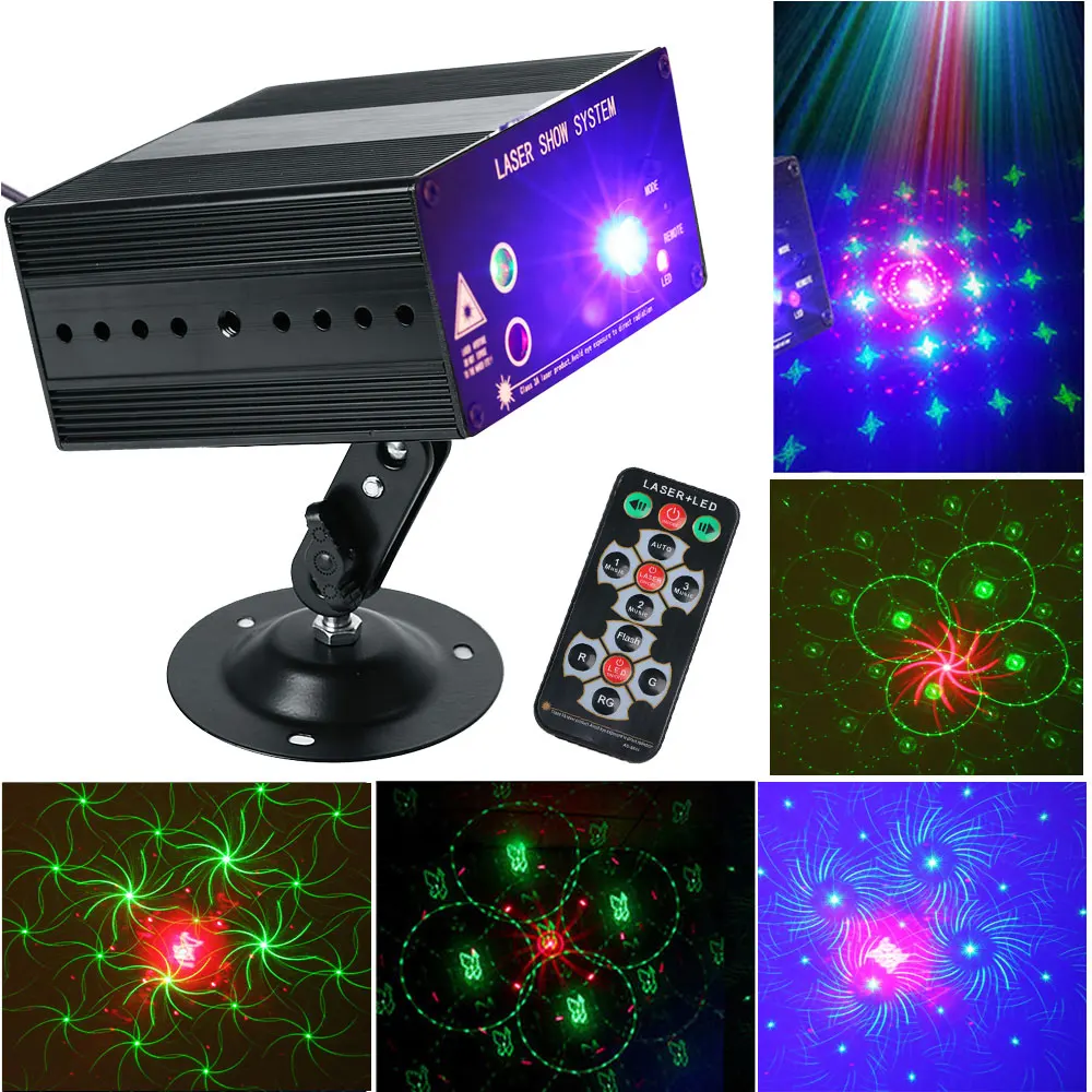 laser effects light show projector with red and green lights