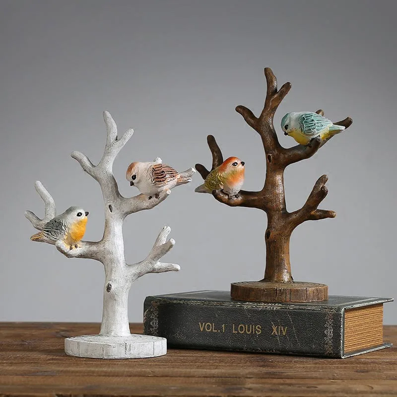 Creative Natural Resin Birds Office Desktop Decoration for Home Decor