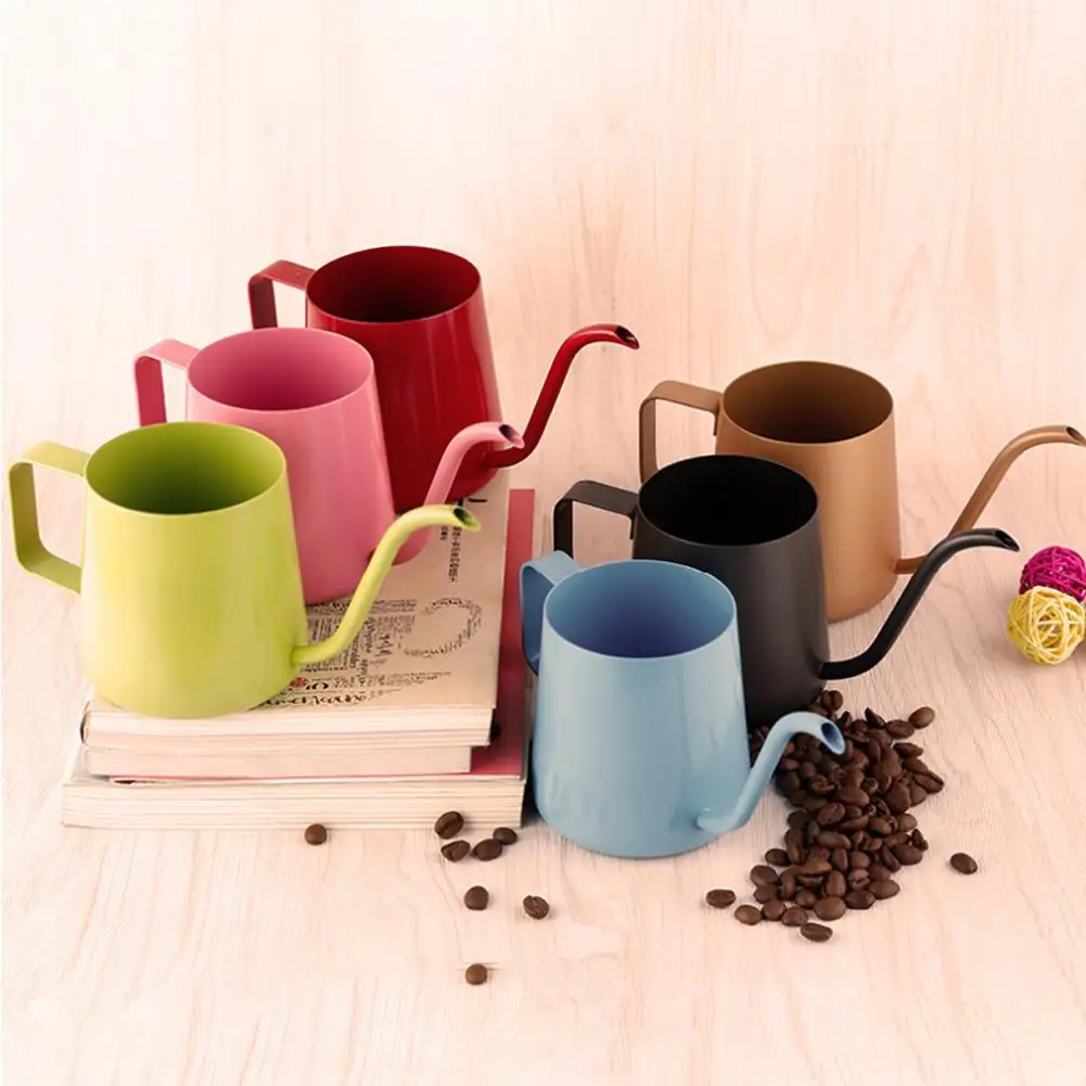 

1Pc 600ml Stainless Steel Long Narrow Spout Coffee Pot Blunt Pour Over Gooseneck Household Tableware Coffee Pots