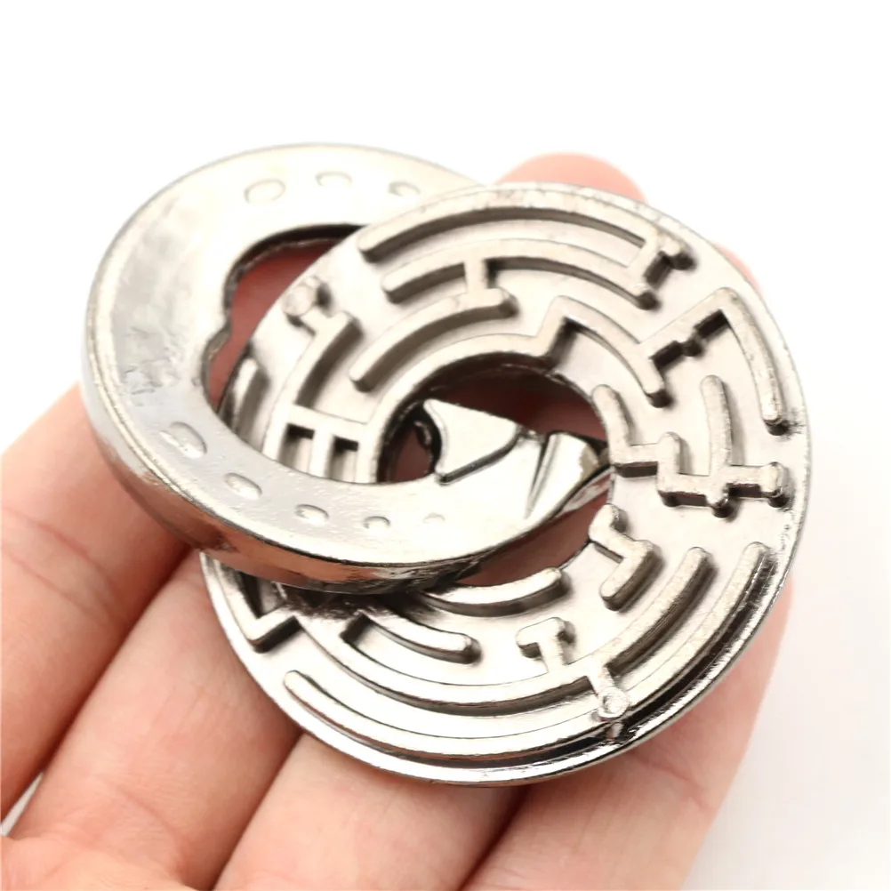 

1PCS 52x6mm Metal Unlocked Maze Puzzle Labyrinth IQ Mind Brain Teaser Educational Toy Gift Game For Children Kids