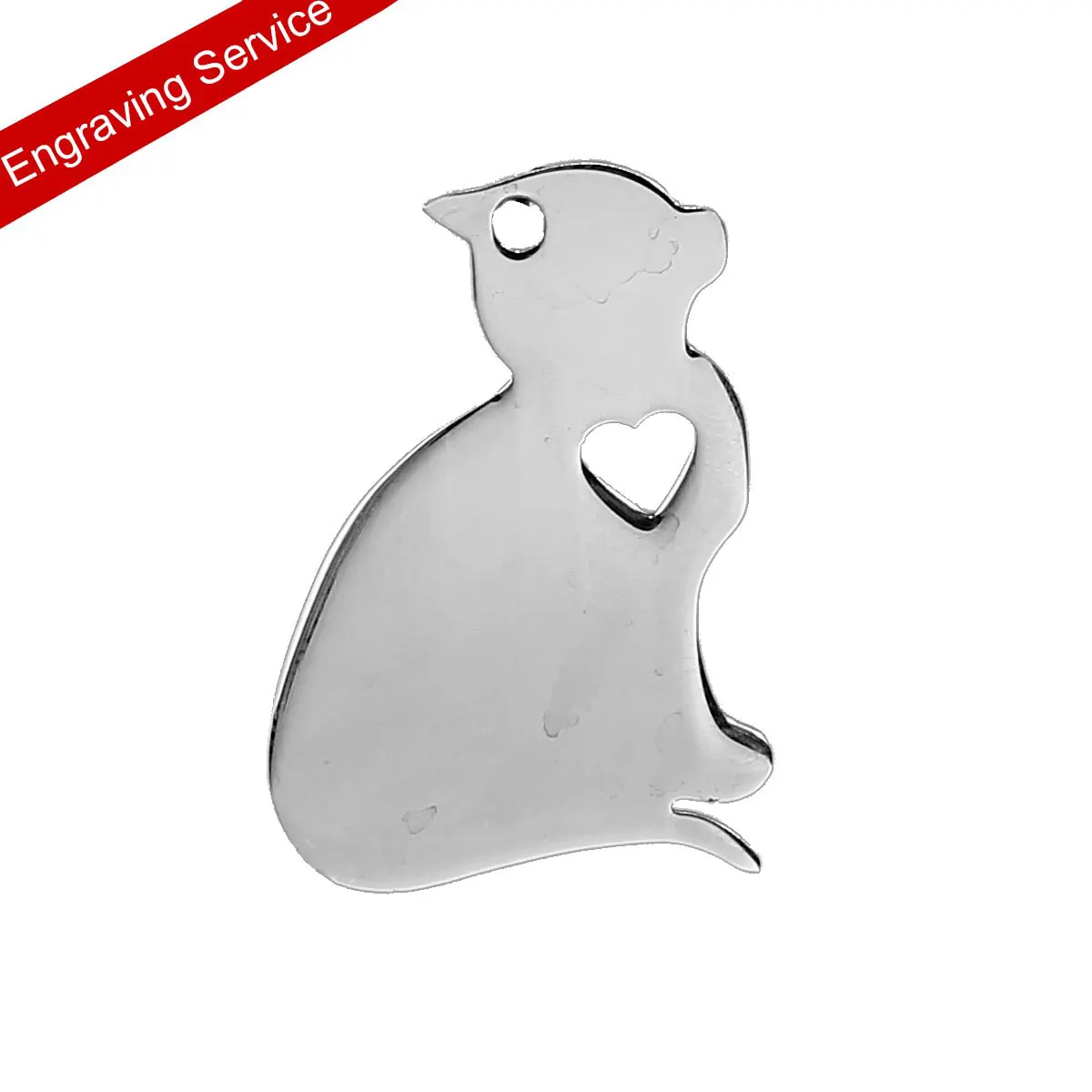 

DoreenBeads Stainless Steel Engraving Text Pet Cat Tags Blank Stamping Customized Pendant Kitten Animal Heart 2.9*2cm 1 PC