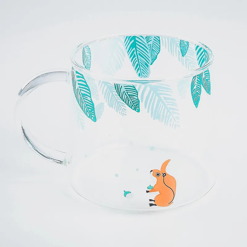 Креативная стеклянная кофейная кружка с Китом, 350 мл, милая чайная кружка с полярным медведем, чайная чашка, термостойкая стеклянная кофейная чашка, пивная кружка, Прямая поставка - Цвет: Squirrel 320ml