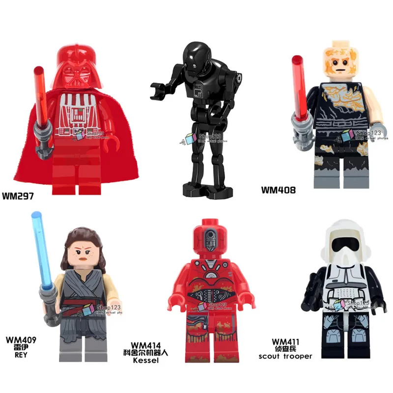 

Building Blocks Single Sale Red Darth Vader K-2SO Combat Robot Rey Kessel Scout Trooper Children Gift Toys