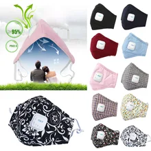 Взрослых PM2.5 воздушный фильтр хлопок лицевая маска одноцветное Цвет цветочный плед печатных рот муфельной респиратор моющиеся Регулируемая с