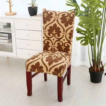

1pc Vintage Baroque Style Printing Spandex Elastic Dining Chair Protector Covers Home Kitchen Removable Stretch Decor Seat Case