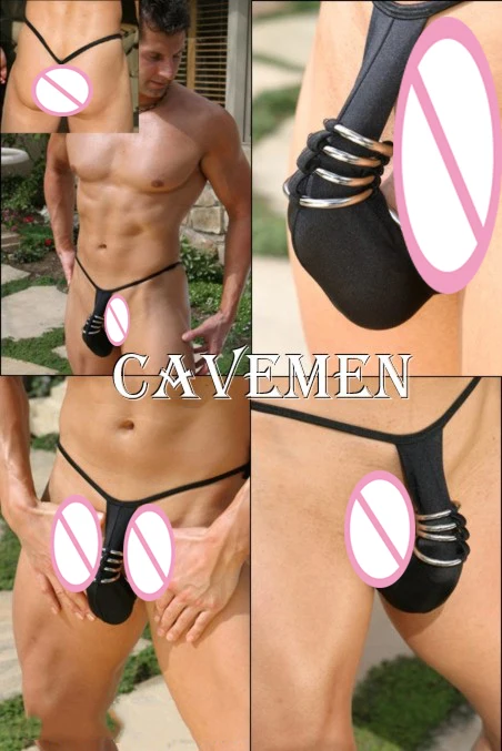 

Cavemen official Super Metal ring Pants *1321*sexy men lingerie T-Back Thong G-String T pants Brief Underwear free shipping
