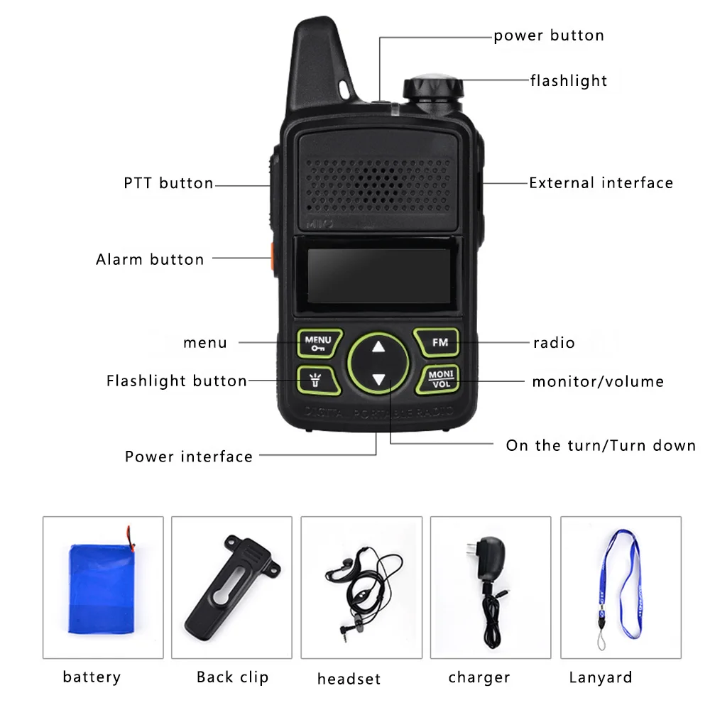 100% мини Детская рация UHF Портативный двухстороннее радио FM Функция Ham T1 Walkie Talkie USB КВ трансивер