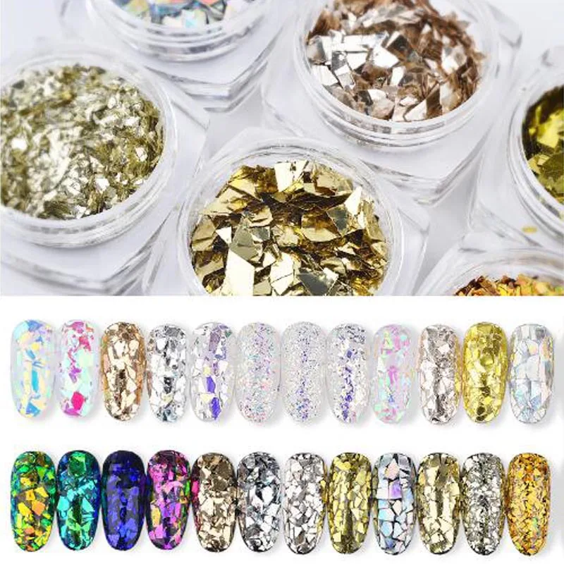 

6pcs/set Mixed Shape Nail Sequins Sparkling 3D Ultra-thin Paillette Sticker Tips Colorful Glitter Nail Art Decorations Accessory