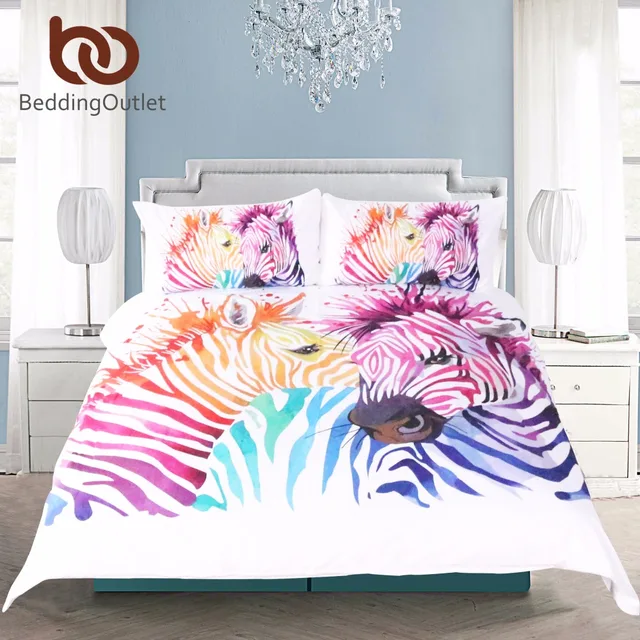 Beddingoutlet Safari Zebra Bedding Set Printed Duvet Cover Beddingoutlet Safari Zebra Bedding Set Printed Duvet Cover Colored Animal Bed Pillow Case Twin