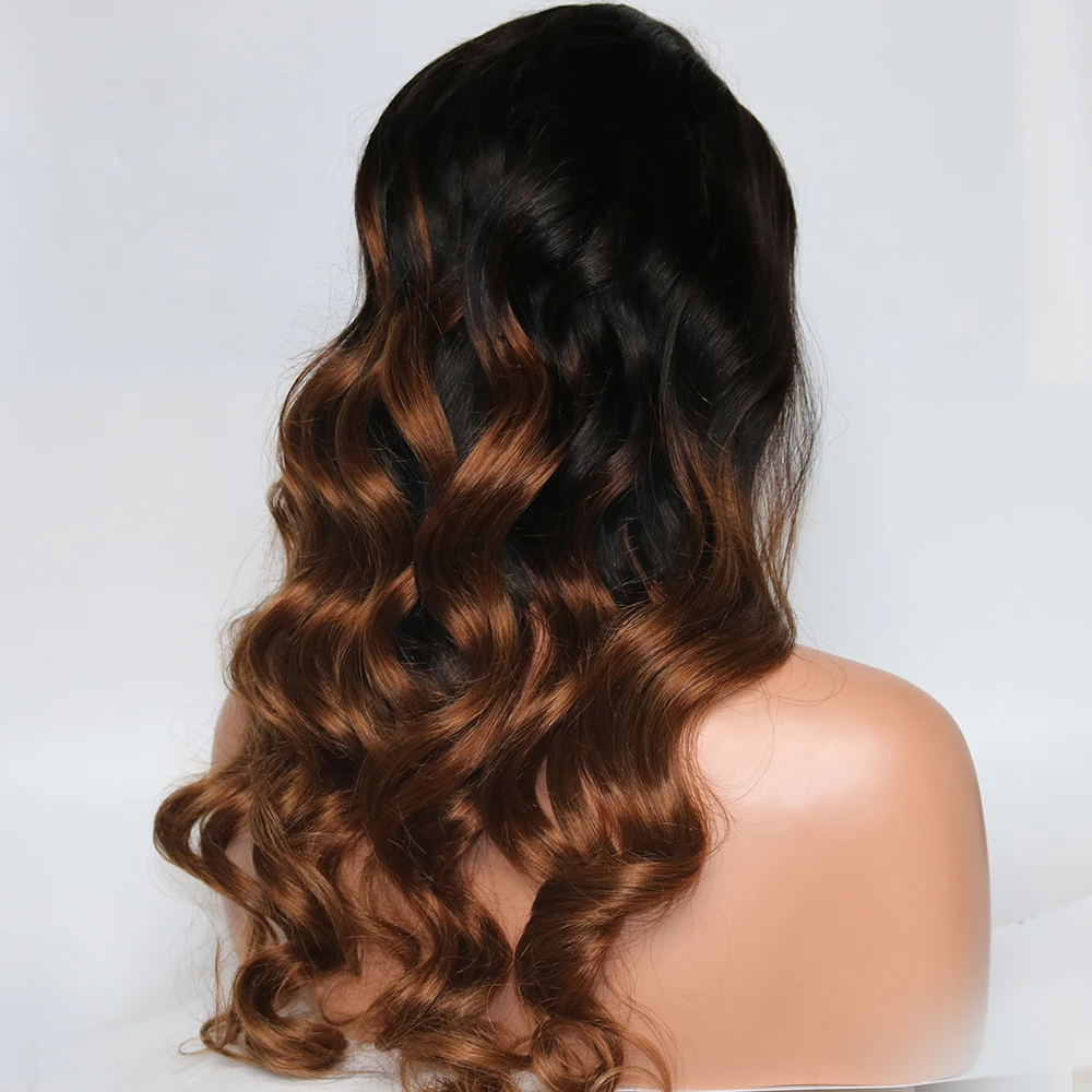 Eversilky Brazilian 360 Lace Frontal Wigs Ombre Color Remy Hair Body Wave Pre Plucked Full End Human Hair Lace Wigs for Women
