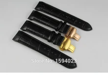 22mm (boucle 20mm) T035407A T035410 Haute Qualité D’or Papillon Boucle + Noir Véritable En Cuir curved end Bracelet ceintures homme