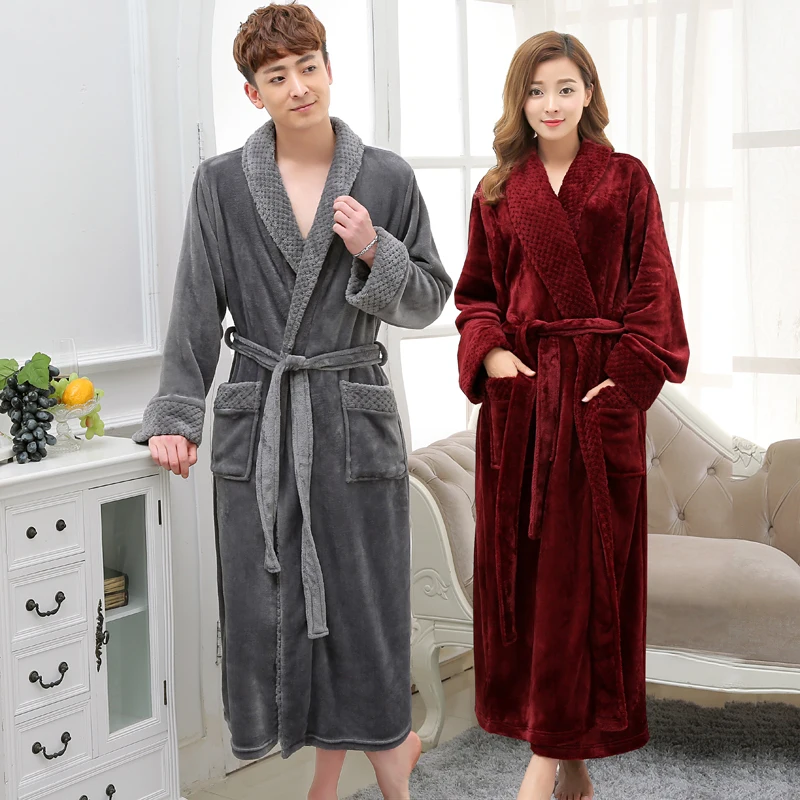 Mens Luxury Soft Coral Fleece Dressing Gown 