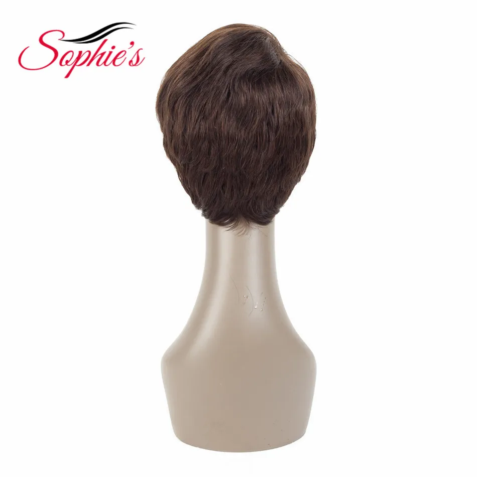 Sophie's Short Human Hair Wigs For Women Natural Wave Wigs 4" Natural Black 100% Non-Remy Human Hair Machine Made H.VERA Wigs