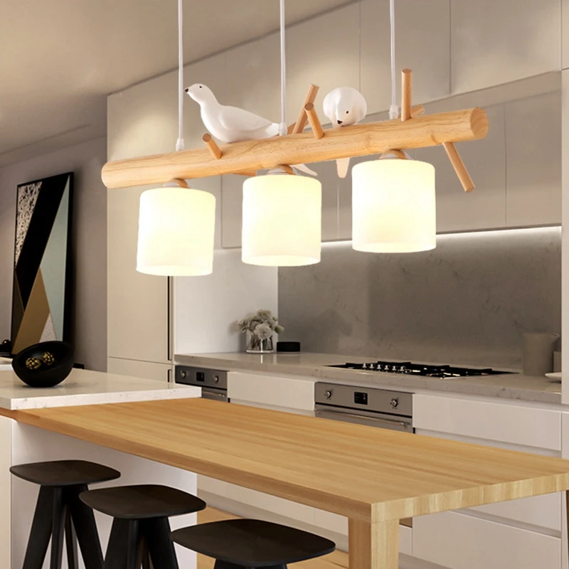 LukLoy деревянные птицы подвесные светильники Светодиодный светильник для кухни светодиодный светильник подвесная потолочная лампа светильники для гостиной