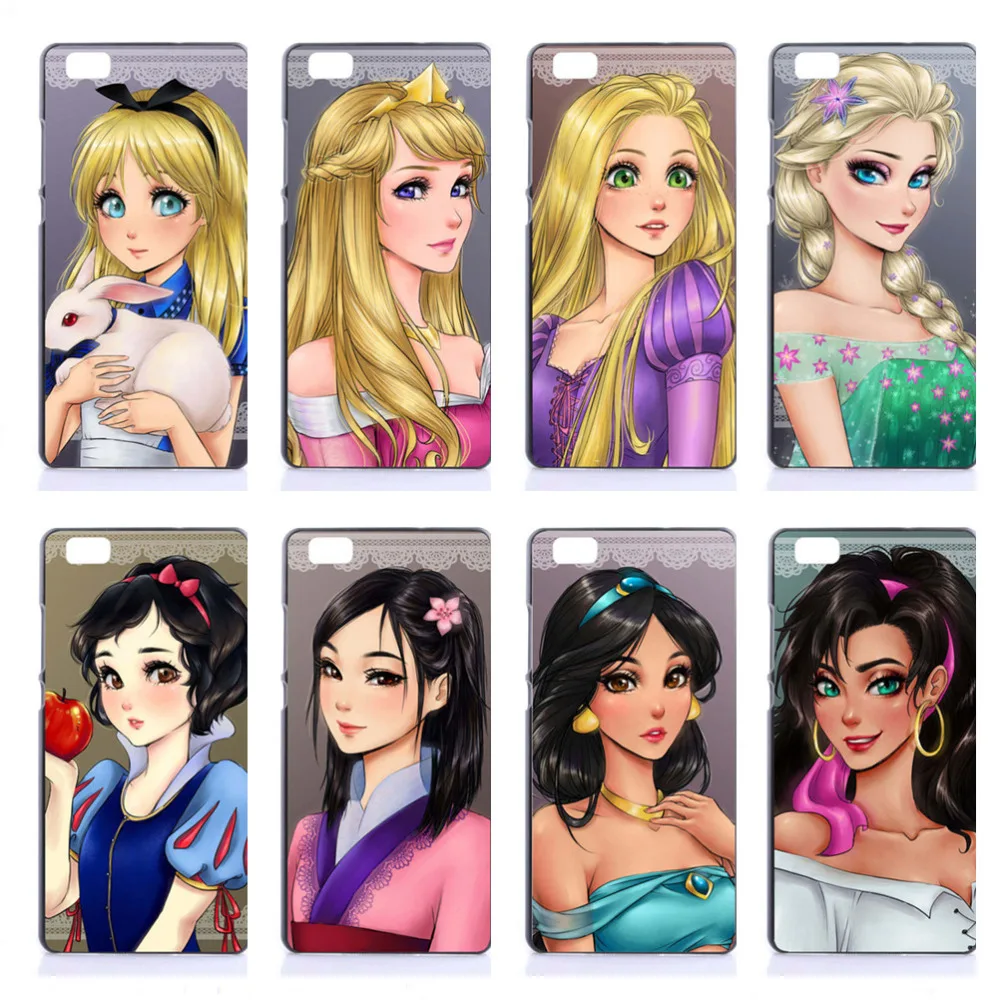 Cases For Huawei Ascend P7 P8 P9 Lite P9 Plus PC Hard Phone Back Covers Housing Pretty Arielle Mermaid Princess Hard PC Shell