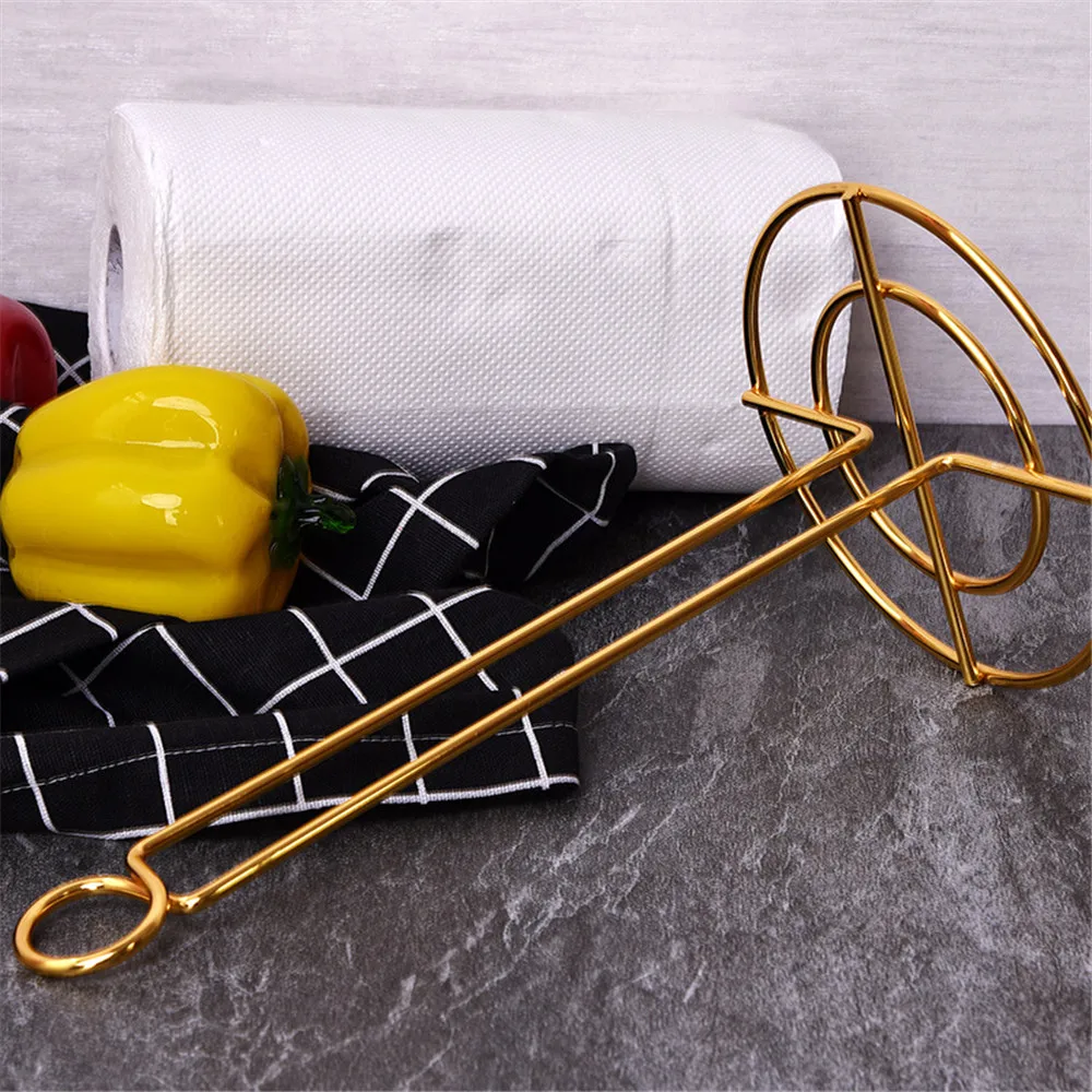 

Chic Roll Paper Towel Holder Kitchen Bathroom Stainless Steel Tissue Stand Gold Silver Tissue Napkins Rack Home Table Decoration