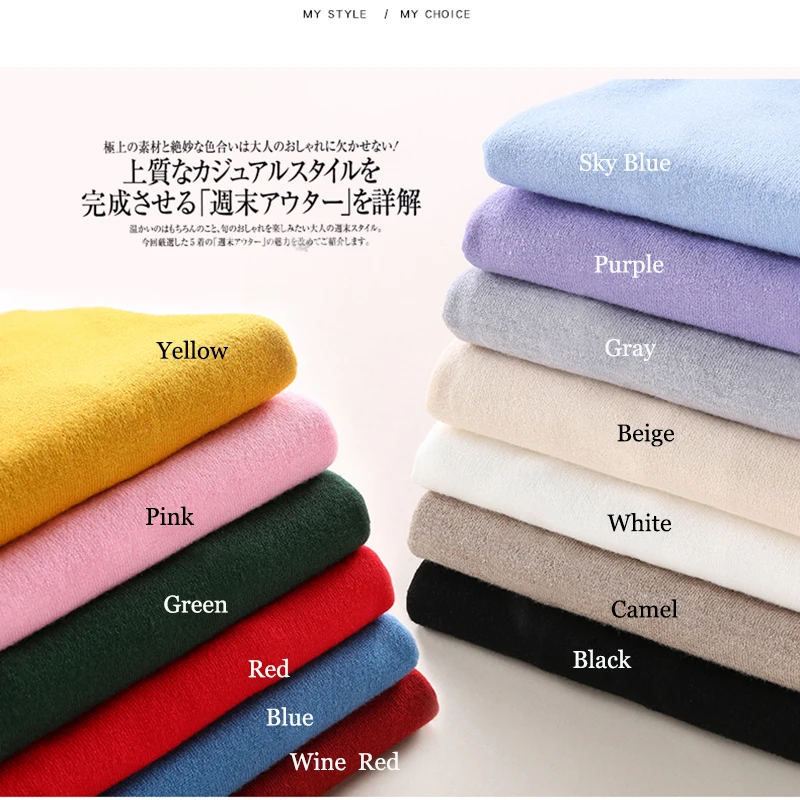 Hot Sale Women Sweater Autumn Winter Clothes Solid Round Neck Sweater Jumper Long-sleeved Knitted Pullovers Shirt Female Tops