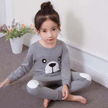 

2020 Autumn Winter Kids Pajamas Sleepwear Sets Cotton Cartoon T-shirt+pants 2pcs Nightwear Baby Girls Clothes Pyjamas Kids Suits