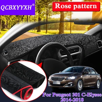 

Car Styling For Peugeot 301 C-Elysee 2014-2018 RHD&LHD Rose Pattern Dashboard Mat Protective Interior Photophobism Pad Shade