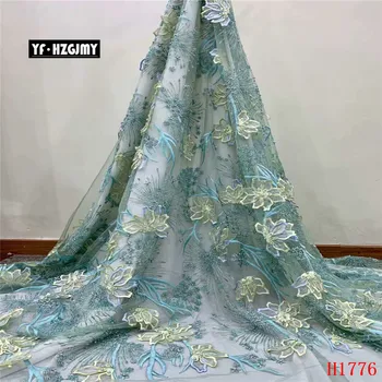 

YF HZGJMY Beaded Lace 2019 Butterflies Embroidered African Lace Fabric Luxury Aqua French Dress Tulle Net Lace Fabric A1776