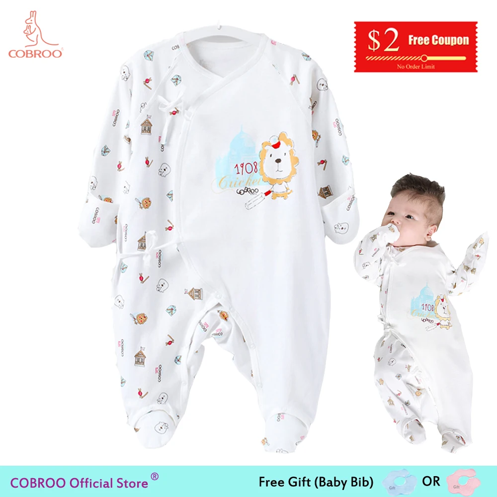 ملابس نوم للأطفال حديثي الولادة من cobroo بيجامات من 0 إلى 3 شهور قطن 100 موضة ربيع 2018 بدلة للأطفال الرضع البنات والأولاد جوارب للقدمين 150001 في