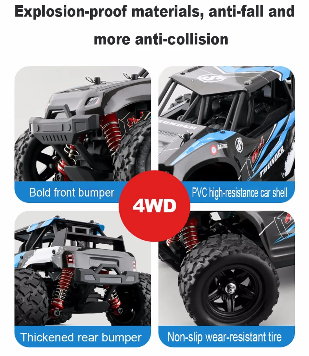 50 км/ч 1/18 Масштаб RC Автомобиль 2,4G 4WD высокая скорость Быстрый дистанционный контроль Большой трек 5,13