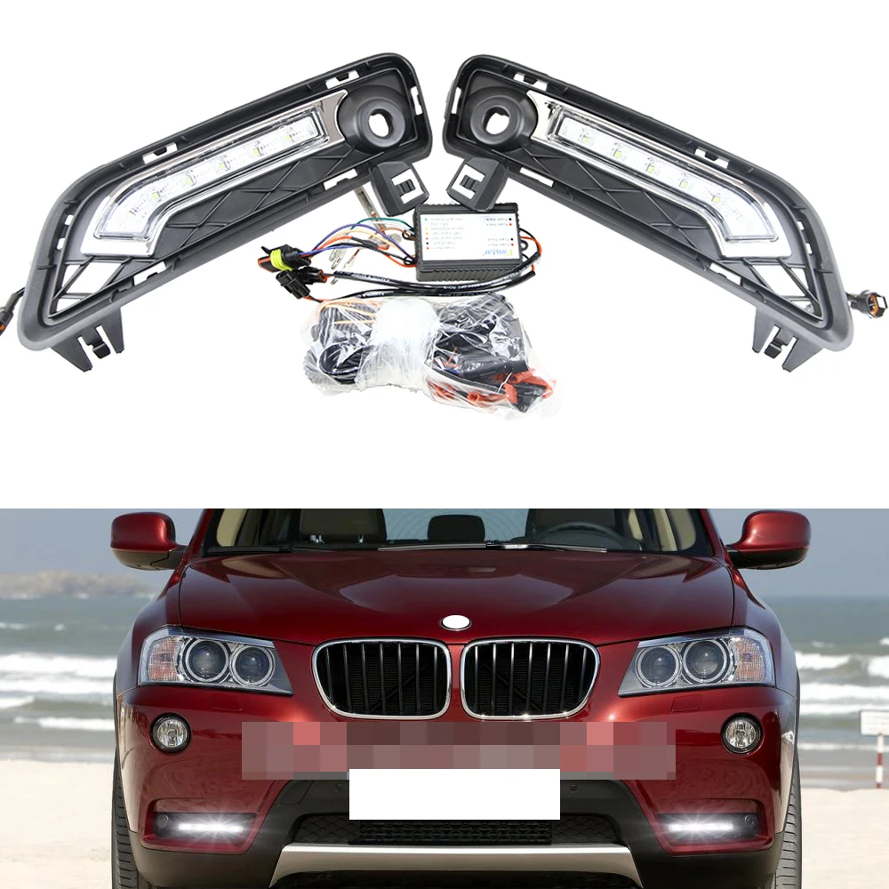 

Direct Fit 10W High Power LED Daytime Running Lights DRL Kit for 2011-up BMW F25 X3 Car Driving Fog light lamps