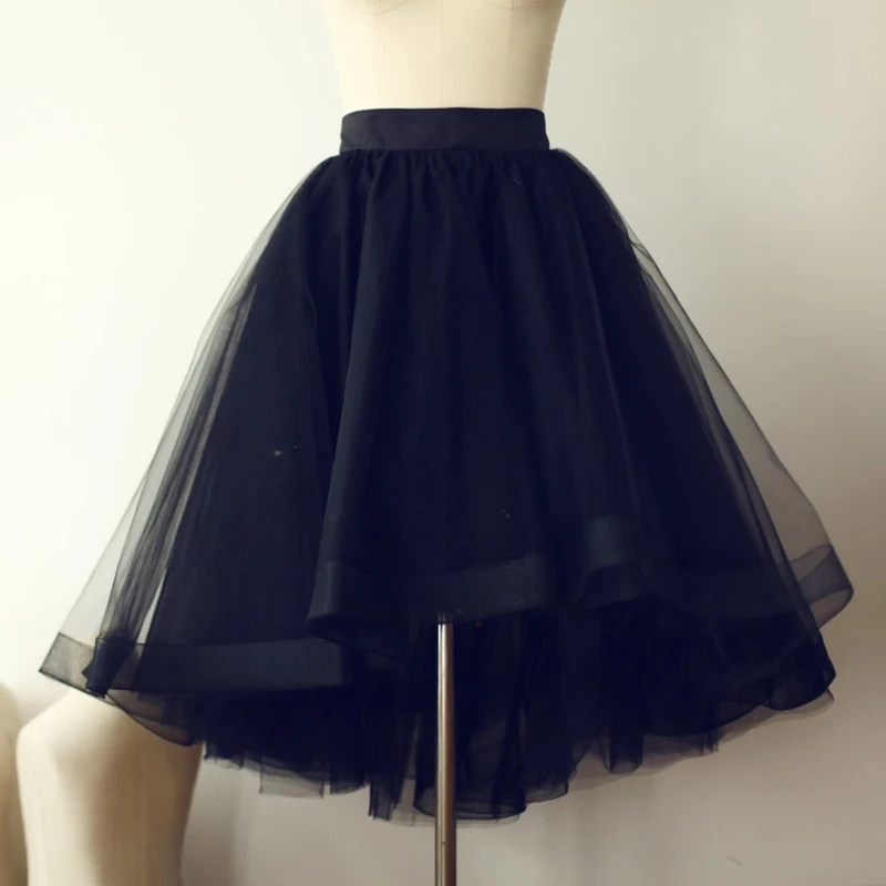 Black Hi Low Tulle Skirt Adult Women styish Short Girls skirt