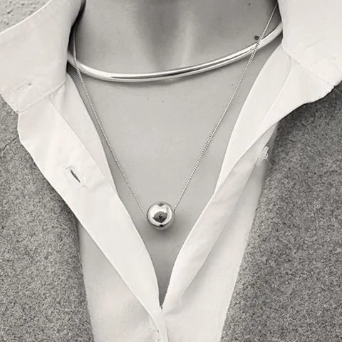 MLKENLY Стерлинговое Серебро 925 пробы 12 мм шар из бисера геометрический современный персональный чокер подвески для ожерелья медальон Чокеры ожерелье s ювелирные изделия