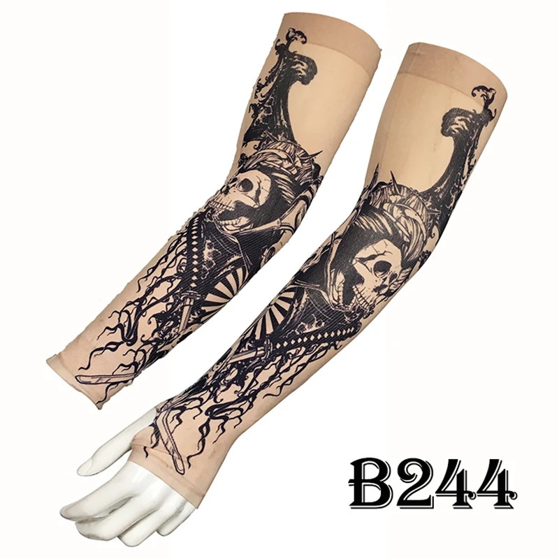 

Unisex Sunscreen Ice Sleeve UV Protection Tattoo Arms Fingers Fingerless Fishing Print Warm Sleeve