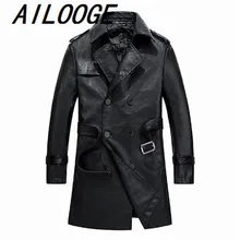 Длинные кожаные куртки для мужчин отложной воротник Мужская классическая одежда avirex Роскошная флисовая зимняя кожаная куртка мужская брендовая распродажа