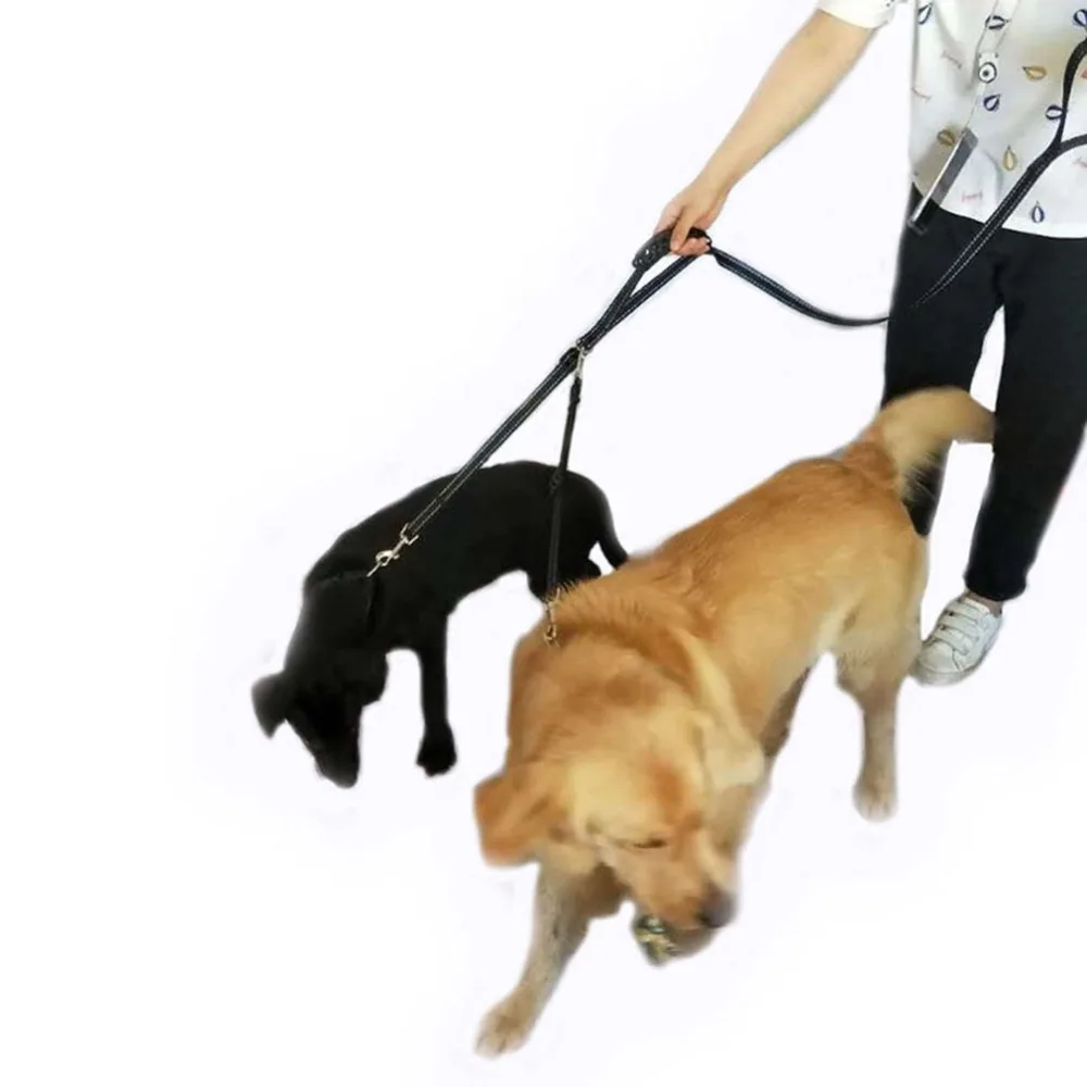 Adjustable Nylon Pet Dog Walking Leash 2.0CM Double sided Reflective Lead D shape Hook Leash