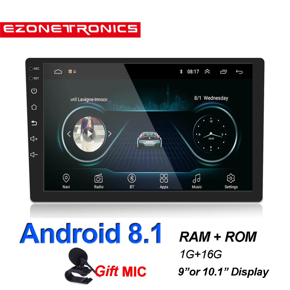 Double 2Din Android 8.0 4GB RAM Car Stereo GPS Navi Radio 1024*600 SD /&USB Input