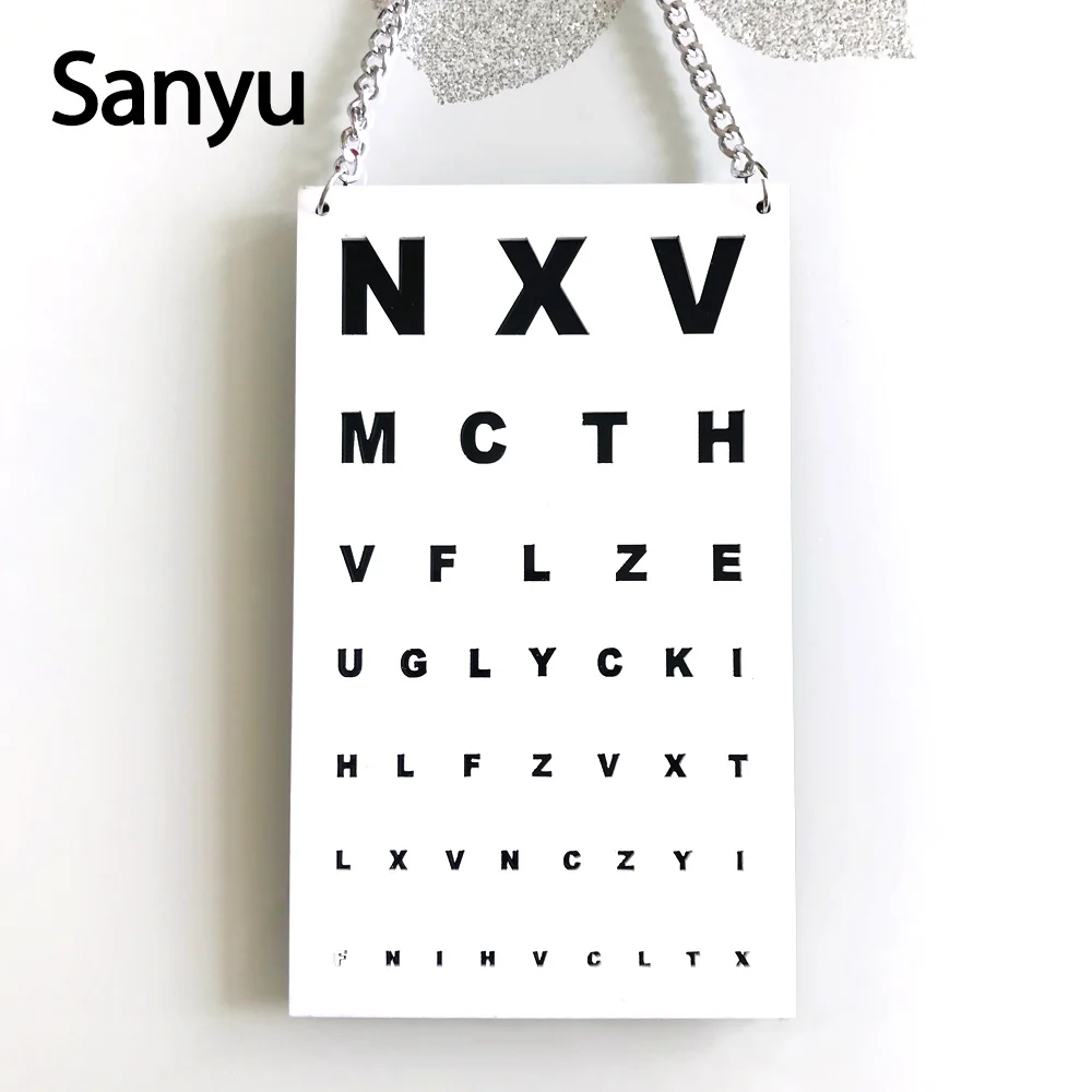 

New Fashion Oblong Visual Chart White Acrylic Pendant Necklace Trendy Long Chain Unisex Necklace Jewelry Accessareies Wholesale